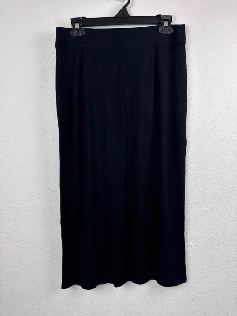 Eileen Fisher women's small black midi maxi long knit stretch skirt casual
